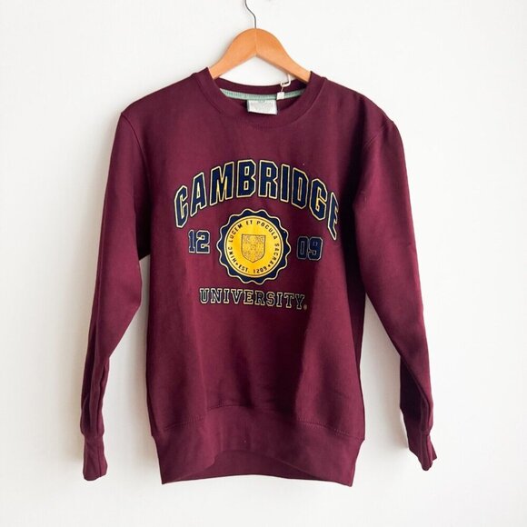 University of Cambridge Burgundy Navy Blue Classic Sweatshirt XS - Picture 1 of 4
